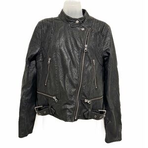 We The Free black faux leather moto jacket. Size M.